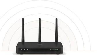 a router broadcasting signal arcs