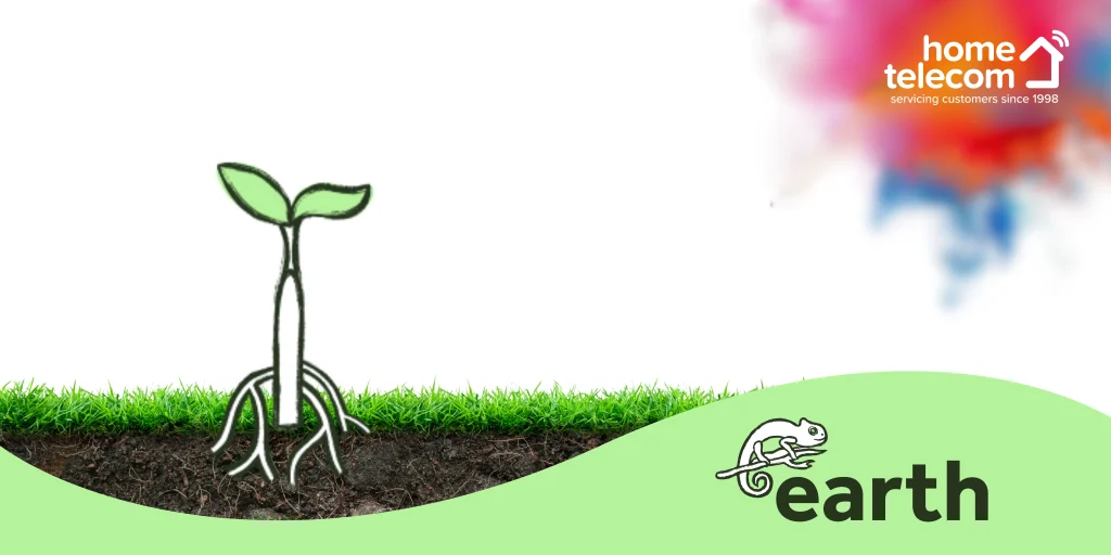 Earth Broadband and Home Telecom partnership. Earth broadband is growing banner